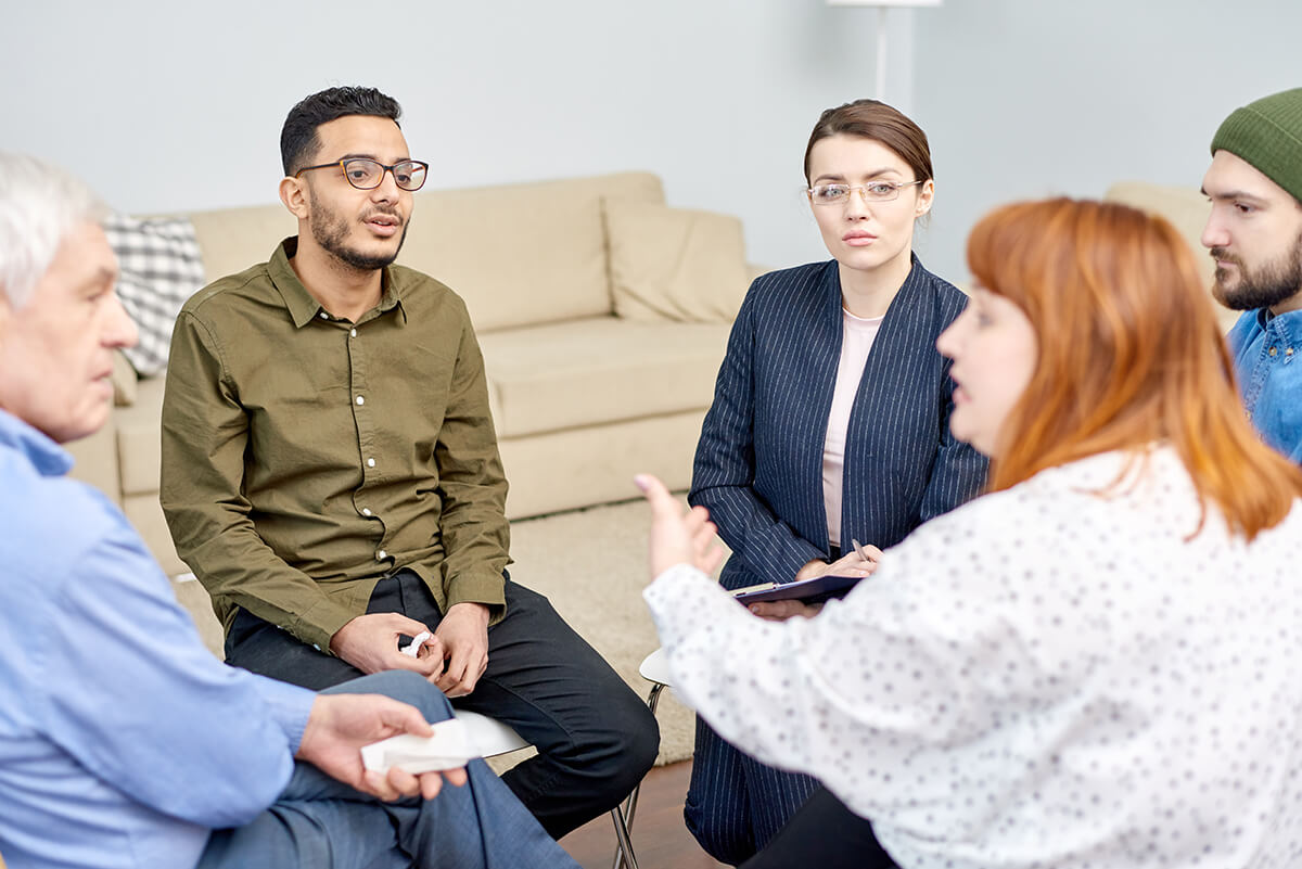 Man in therapy as part of his relapse prevention plan